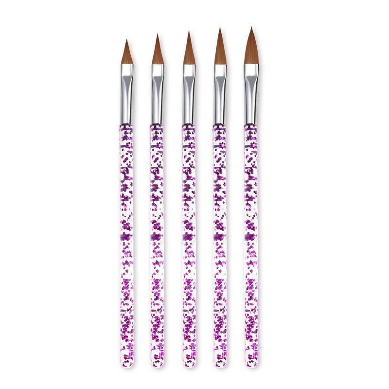 5 pcs Acrylic nail brushes/ Crimped 3D Nail art mink fur nail pen for –  MakyNailSupply